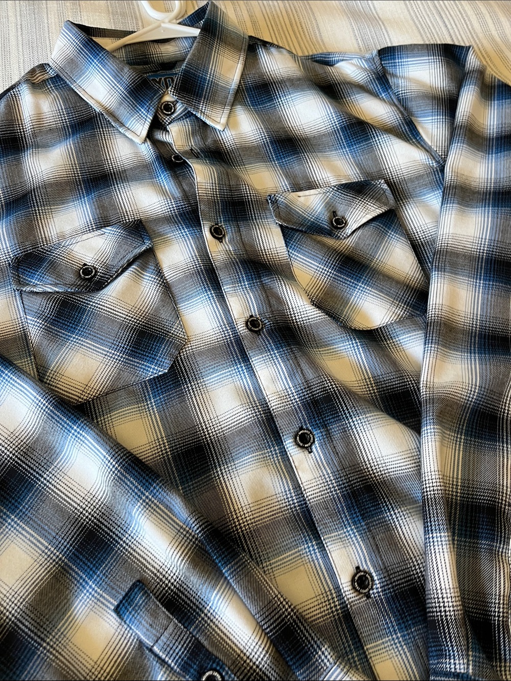 Dixxon Blue and Black Plaid Button-Up Shirt - Picture 2 of 3